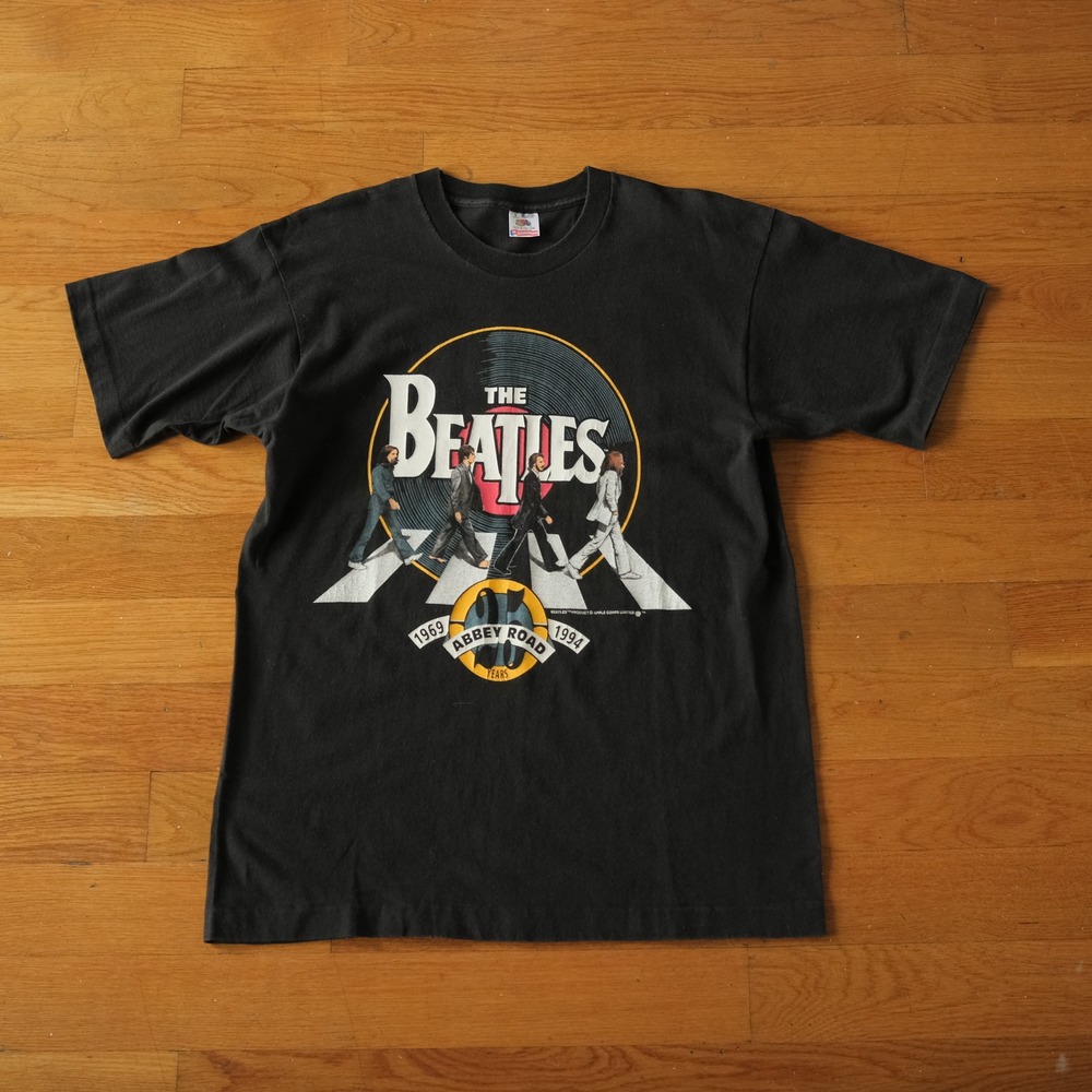 1994 The Beatles Abbey Road 25th Anniversary Black Tshirt L Fruit of the Loom